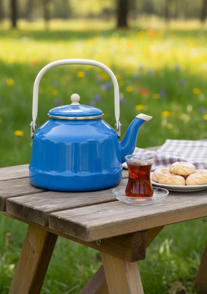Alev Vintage Demlik - Emaye Çaydanlık Kettle - Mavi - 3.5 Litre fırsatları