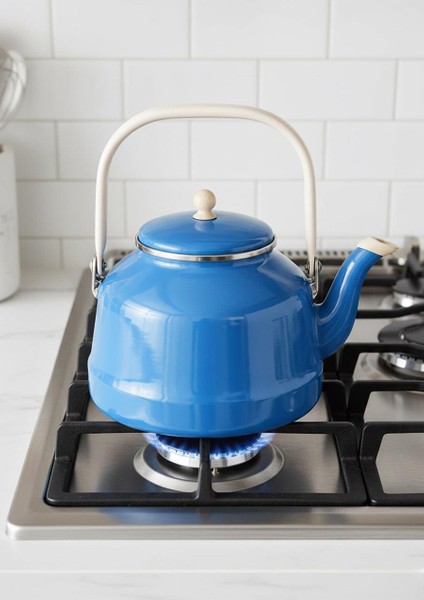 Alev Vintage Demlik - Emaye Çaydanlık Kettle - Mavi - 3.5 Litre