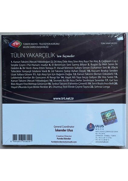 Tülin Yakarçelik'ten Seçmeler (Arşiv Serisi) CD (Jelatininde Sıfır Orjnal Dönem Baskı Cd) fiyatları