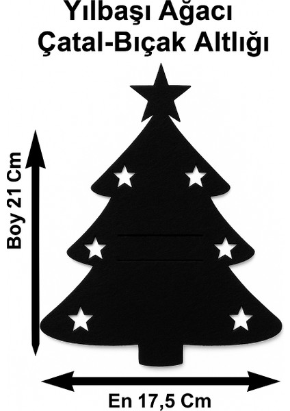 Yılbaşı Temalı 2 Kişilik 10 Parça Keçe Amerikan Servis Seti – Kar Tanesi & Ağaç & Yıldız Desenli