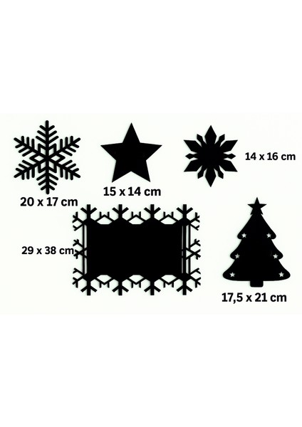 Yılbaşı Temalı 2 Kişilik 10 Parça Keçe Amerikan Servis Seti – Kar Tanesi & Ağaç & Yıldız Desenli