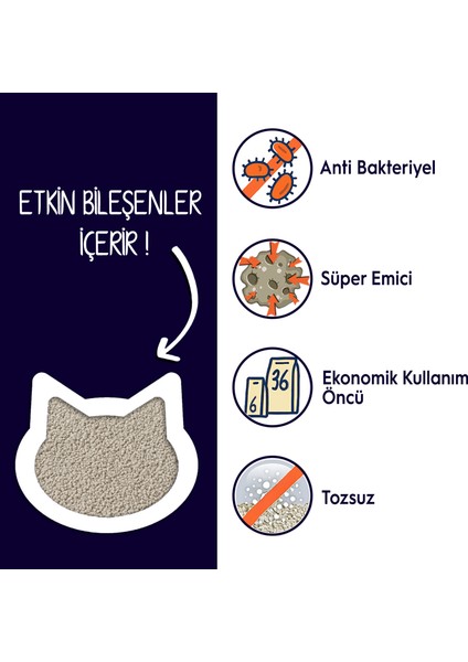Topaklanan Doğal Kedi Kumu 6 Lt
