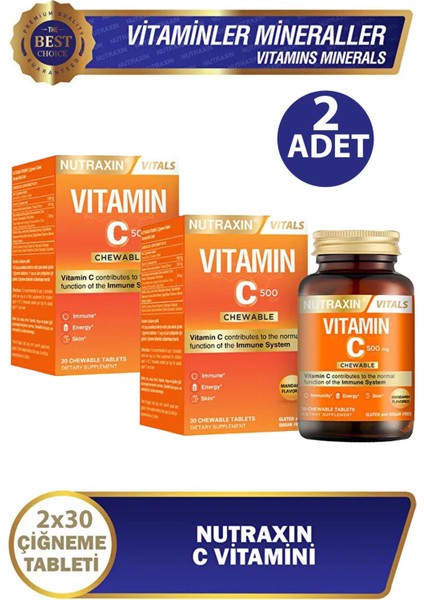 Vitamin C 500 Mg 30 Çiğneme Tablet 2 Adet