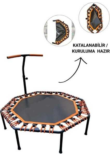 Sekizgen Katlanabilir Trambolin – Ev Tipi Katlanır Zıplama Turuncu Trambolin