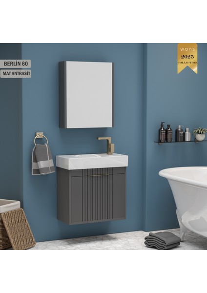 Berlin 60 cm Antrasit Banyo Dolabı