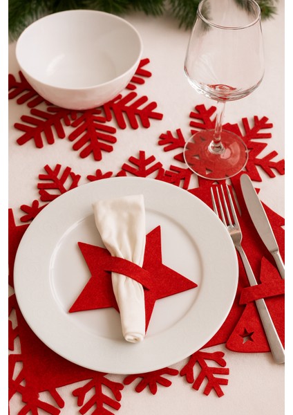 Yılbaşı Temalı 2 Kişilik 10 Parça Keçe Amerikan Servis Seti – Kar Tanesi & Ağaç & Yıldız Desenli fiyatları