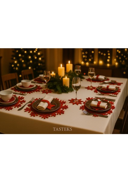 Yılbaşı Temalı 2 Kişilik 10 Parça Keçe Amerikan Servis Seti – Kar Tanesi & Ağaç & Yıldız Desenli modelleri