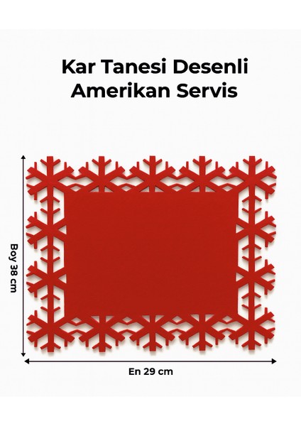 Yılbaşı Temalı 2 Kişilik 10 Parça Keçe Amerikan Servis Seti – Kar Tanesi & Ağaç & Yıldız Desenli