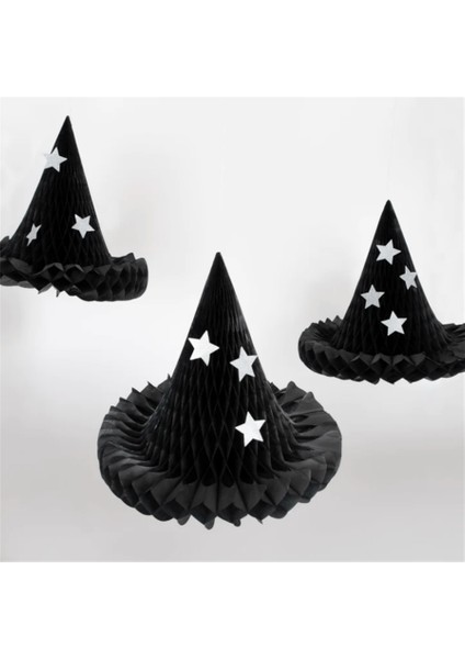 - Hanging Honeycomb Witch Hat Decorations - Cadı Şapka Dekorları (3lü) modelleri