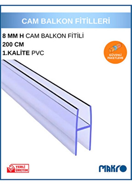 8x10 mm Büyük H Tipi Cam Balkon Fitili 200 cm Su Hava Toz Yalıtımı Sağlar modelleri