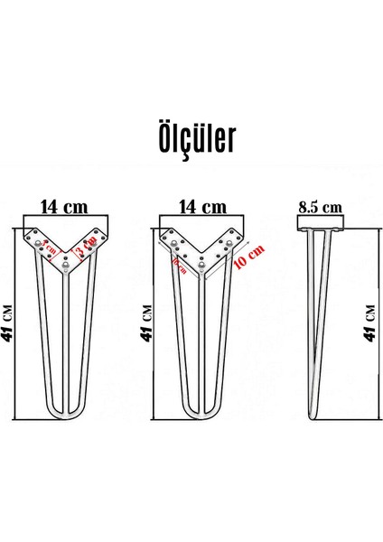 Sehpa Masa Ayağı 41 cm Gold Altın Metal Dayanıklı Mobilya Destek Yükseltici Ayak Modeli 4'lü Set fiyatları
