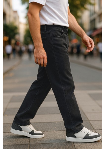 Erkek Yüksek Bel Bol Kesim Baggy Loose Fit Jean PANTOLON-C352 fırsatları