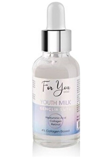 Gençlik Sütü Yüz Serumu Retinol Kolajen Hyaluronik Asit 30 ml Hassas Ciltler İçin