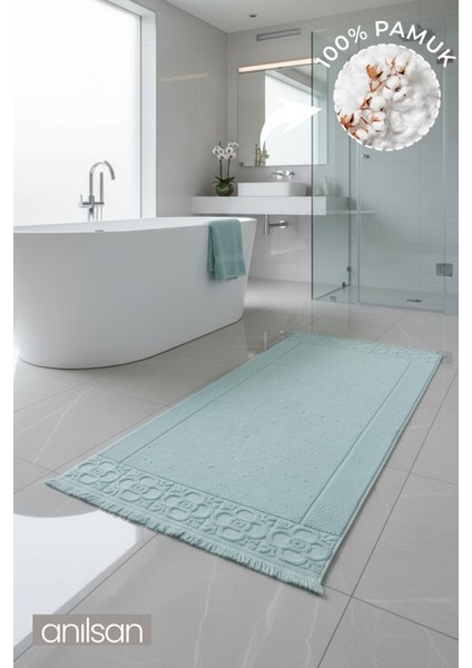 Fesun Turkuaz Ayak Havlusu - 60X130CM, 690GR, %100 Pamuk, Spa ve Otel Banyo Paspası, Günlük Kullanıma Uygun