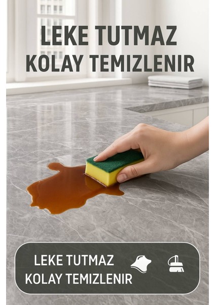 Gri Mermer Desenli Kendinden Yapışkanlı Su Geçirmez Tezgah Kaplama Folyo – Parlak Yüzey 60X500 cm indirimleri