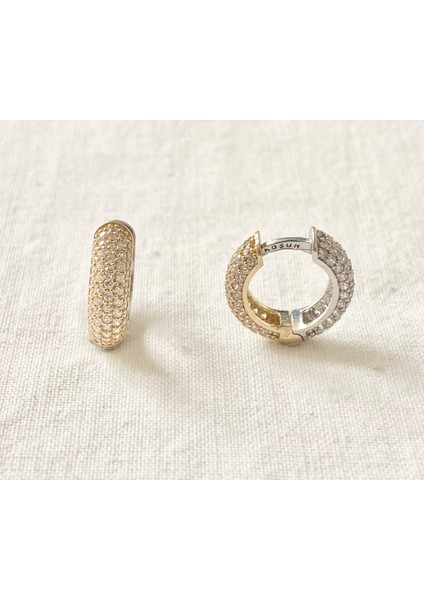 Bombeli Çift Renk Halka Altın Küpe indirimleri