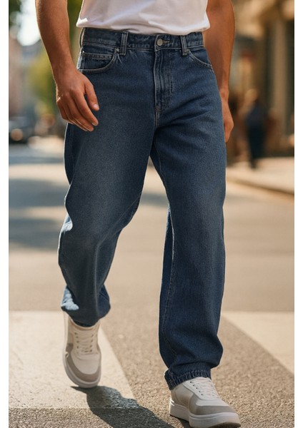 Erkek Yüksek Bel Bol Kesim Baggy Loose Fit Jean PANTOLON-C352