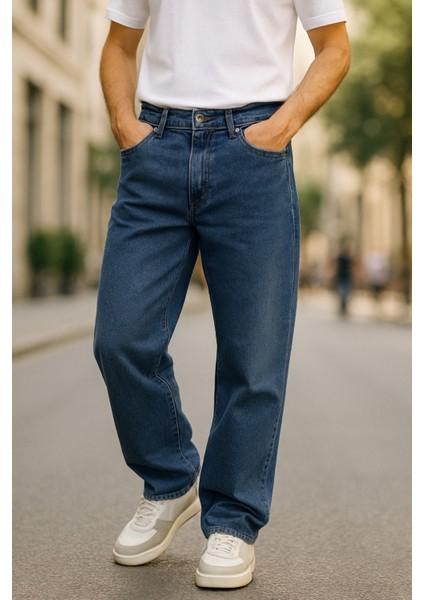 Erkek Yüksek Bel Bol Kesim Baggy Loose Fit Jean PANTOLON-C352 fiyatları