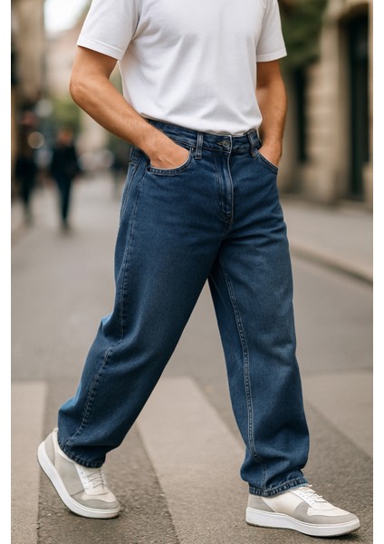 Erkek Yüksek Bel Bol Kesim Baggy Loose Fit Jean PANTOLON-C352 modelleri