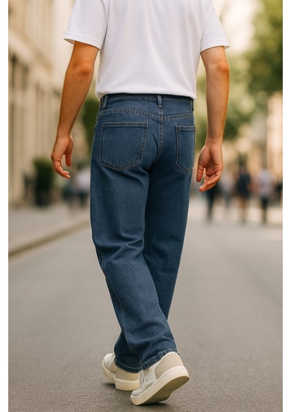 Erkek Yüksek Bel Bol Kesim Baggy Loose Fit Jean PANTOLON-C352 fırsatları