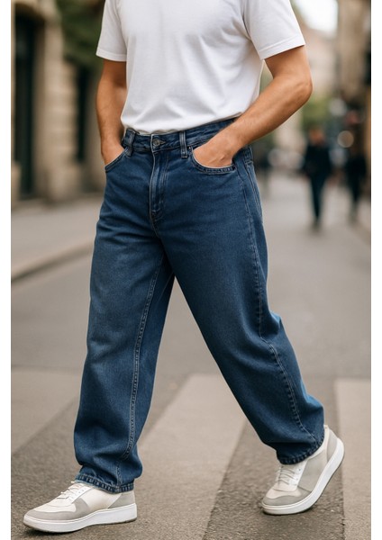 Erkek Yüksek Bel Bol Kesim Baggy Loose Fit Jean PANTOLON-C352 indirimleri