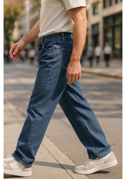 Erkek Yüksek Bel Bol Kesim Baggy Loose Fit Jean PANTOLON-C352