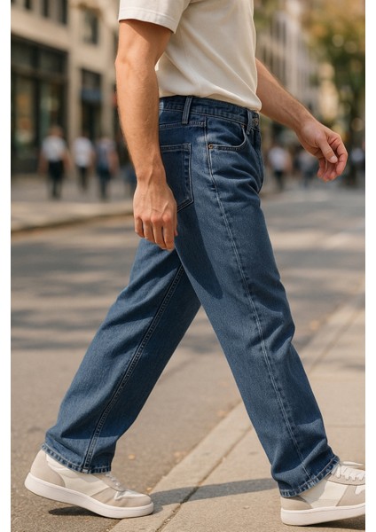 Erkek Yüksek Bel Bol Kesim Baggy Loose Fit Jean PANTOLON-C352