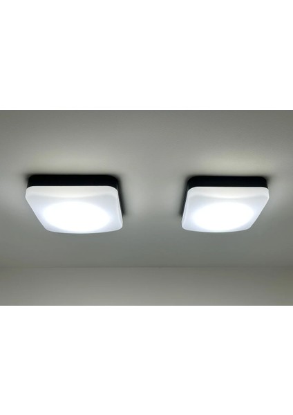 24W Kare LED Glop Armatür 2'li (Beyaz Işık – Siyah Kasa)