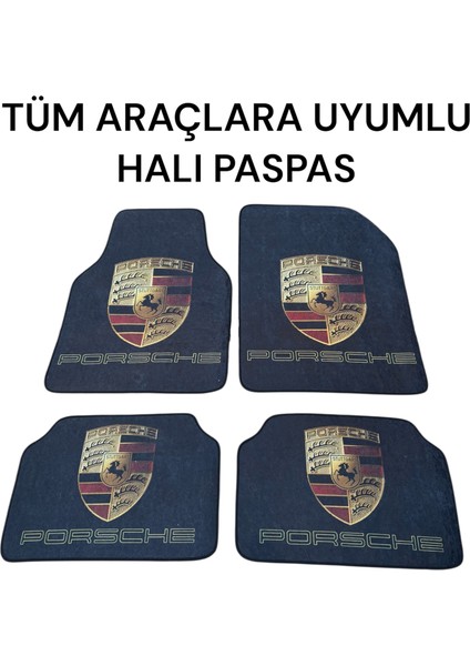 Lüx Oto Halı Paspas Desenli Yıkanabilir Universal (Her Araca Uyumlu)(Porsch Siyah)