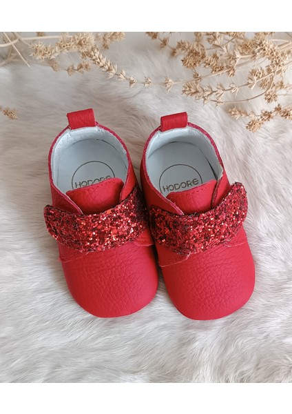 Juno Kırmızı Hakiki Deri Bebek Ayakkabı