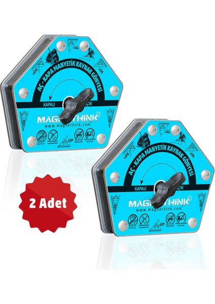 2 Adet Aç Kapa Özellikli 6 Açılı Kolay Temizlenebilen Güçlü Mıknatıslı Kaynak Tutucu Manyetik Kaynak Gönyesi