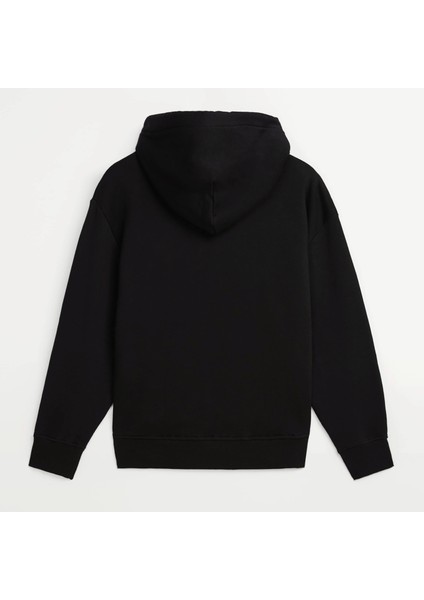 Soarte Unisex Şardonlu Kapüşonlu Kanguru Cepli Relaxed Fit Sweatshirt Siyah