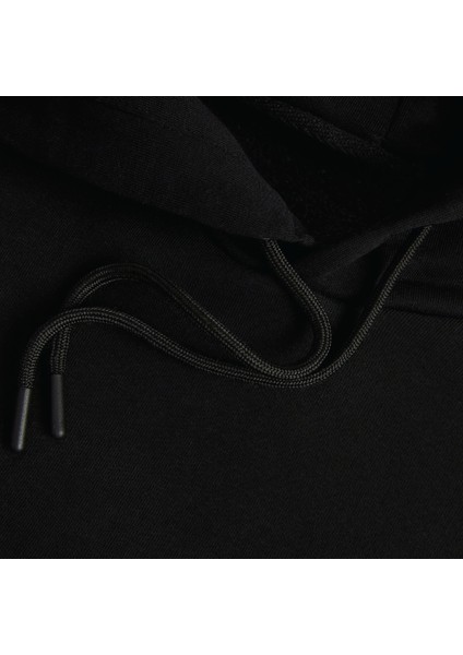 Soarte Unisex Şardonlu Kapüşonlu Kanguru Cepli Relaxed Fit Sweatshirt Siyah