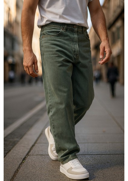 Erkek Yüksek Bel Bol Kesim Baggy Loose Fit Jean PANTOLON-C352 fırsatları