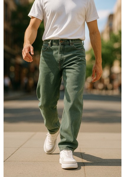 Erkek Yüksek Bel Bol Kesim Baggy Loose Fit Jean PANTOLON-C352 indirimleri