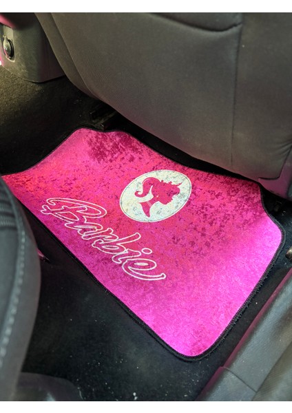 Lüx Oto Halı Paspas Desenli Yıkanabilir Universal (Her Araca Uyumlu)(Barbie Logo)
