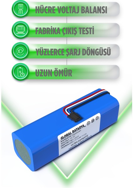 Vestel V-Bot Pro S Uyumlu Robot Süpürge Bataryası 14.4V 7000MAH Pil (Yüksek Kapasite) modelleri