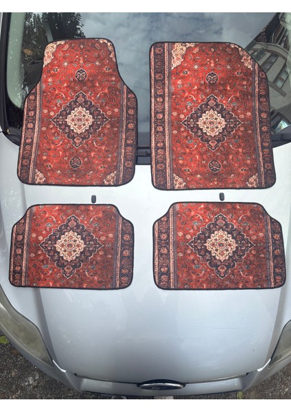 Lüx Oto Halı Paspas Desenli Yıkanabilir Universal (Her Araca Uyumlu)(Türk Motifi Desenli Koyu)