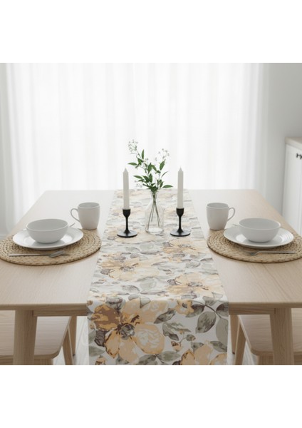 Jakarlı Dokuma Dekoratif Runner 45 x 140 cm Sarı Çiçekli fiyatları