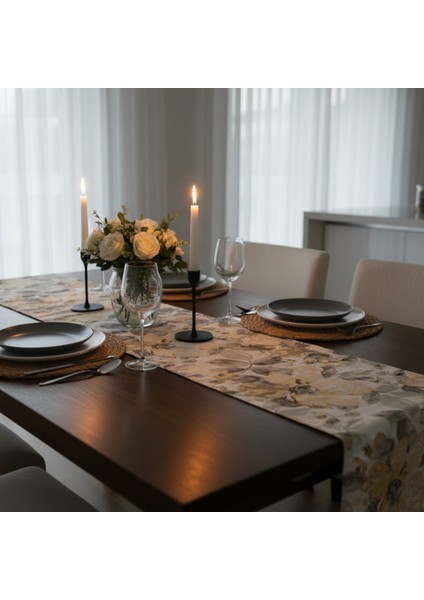 Jakarlı Dokuma Dekoratif Runner 45 x 140 cm Sarı Çiçekli indirimleri