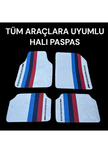 Lüx Oto Halı Paspas Desenli Yıkanabilir Universal (Her Araca Uyumlu)(M Power Beyaz)