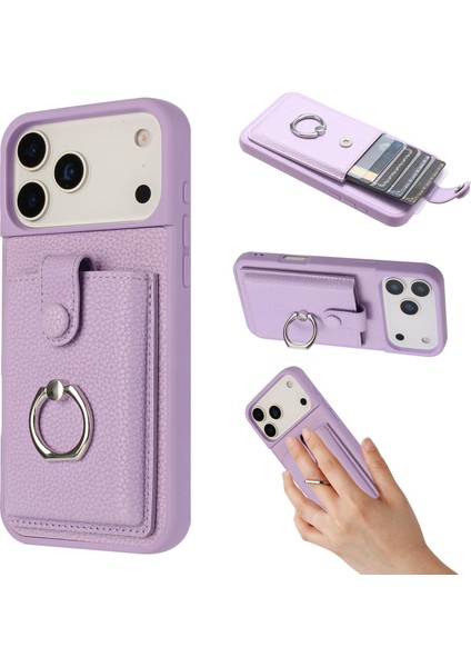 iPhone 17 Pro Max Için Kart Çantası Halka Tutucu Telefon Kılıfı (Yurt Dışından)