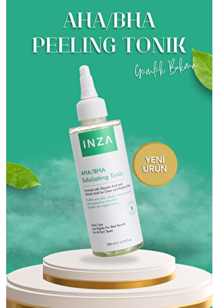 INZA AHA/BHA Peeling Tonik Sıkılaştırıcı Etki Tüm Cilt Tipleri İçin 200 ml indirimleri