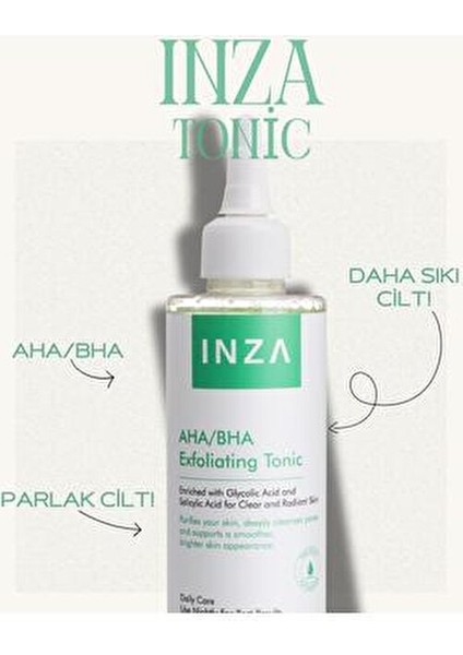 INZA AHA/BHA Peeling Tonik Sıkılaştırıcı Etki Tüm Cilt Tipleri İçin 200 ml