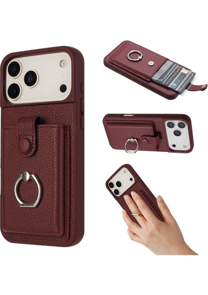iPhone 17 Pro Max Için Kart Çantası Halka Tutucu Telefon Kılıfı (Yurt Dışından)
