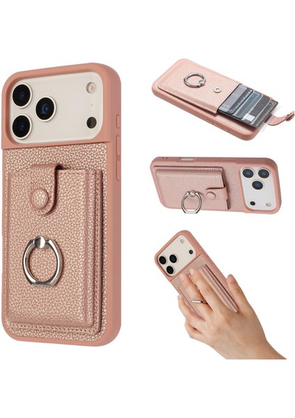 iPhone 17 Pro Max Için Kart Çantası Halka Tutucu Telefon Kılıfı (Yurt Dışından)