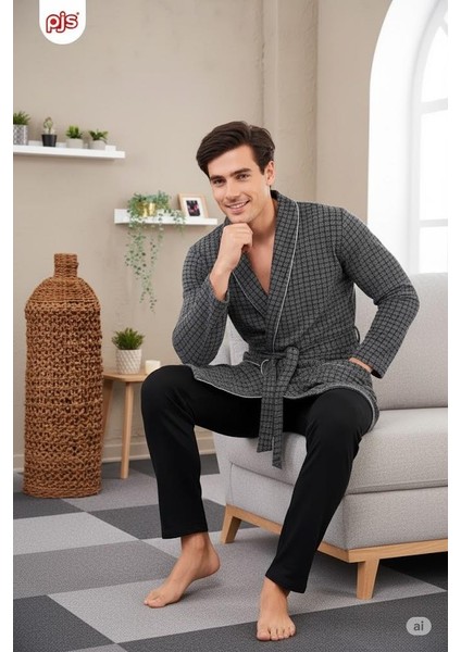 23711 Erkek Pamuklu Uzun Kollu Kuşaklı Robdöşambr Sabahlık fiyatları