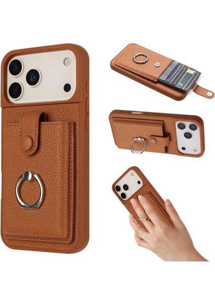 iPhone 17 Pro Max Için Kart Çantası Halka Tutucu Telefon Kılıfı (Yurt Dışından)