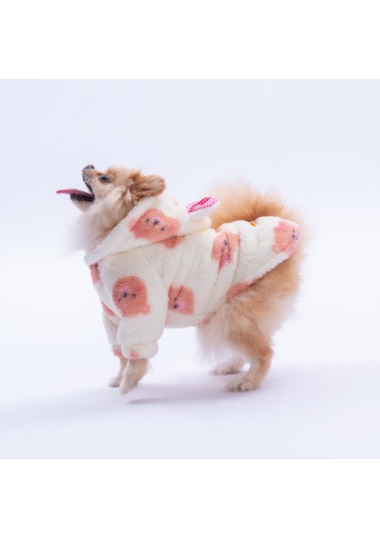 Somon Sapporobear Hoodie Ayı Desenli Kulaklı Peluş Köpek Kıyafeti Kedi Kıyafeti Köpek Sweati