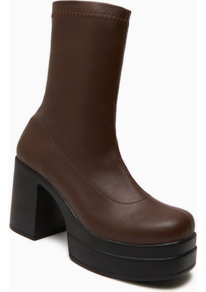 Bie Siyah Platform Topuklu Kadın Streç Bot